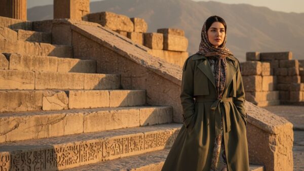 جابجایی پس‌زمینه به پرسپولیس با نور غروب طلایی روی پله‌های آپادانا