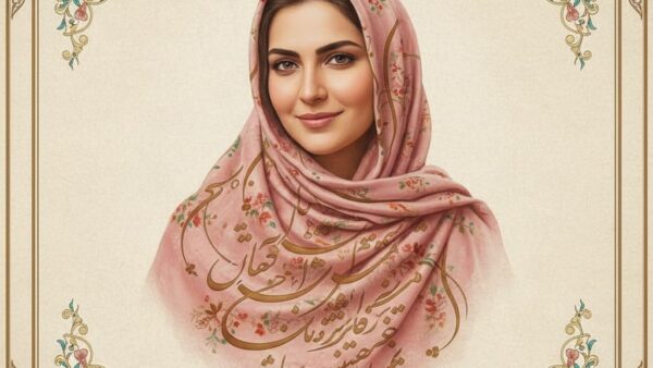 پرتره خوشنویسی مادر با شعر روی روسری