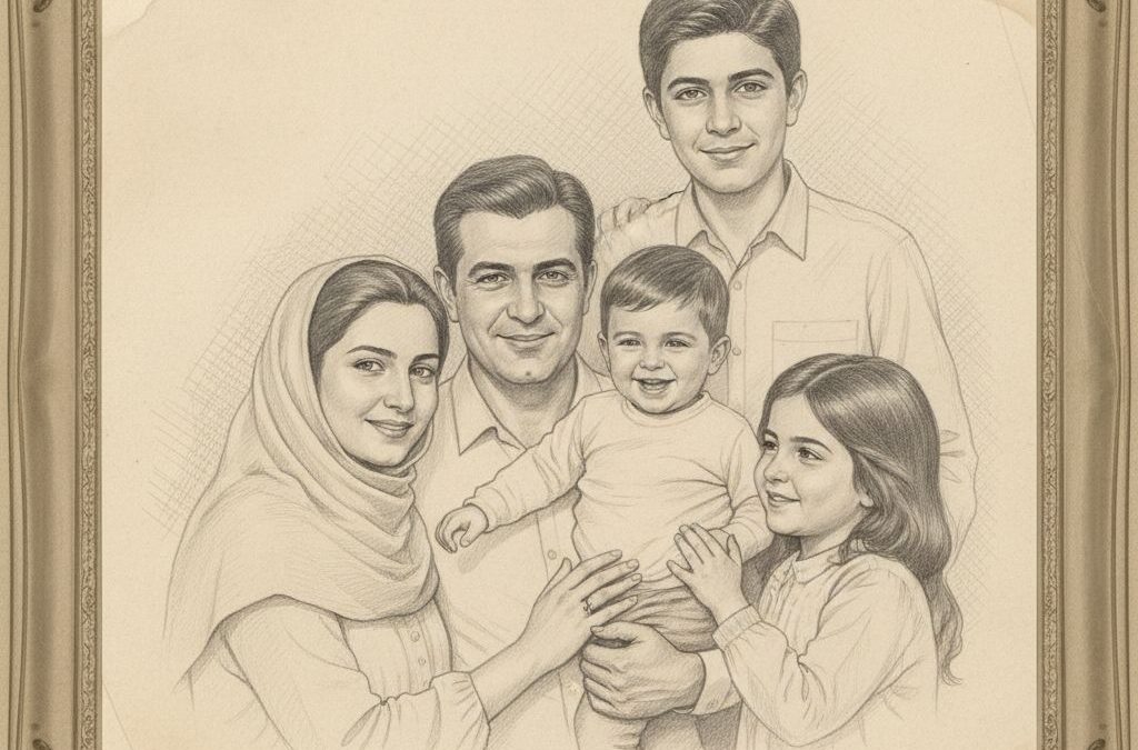 طرح مدادی گروهی خانواده پنج نفره
