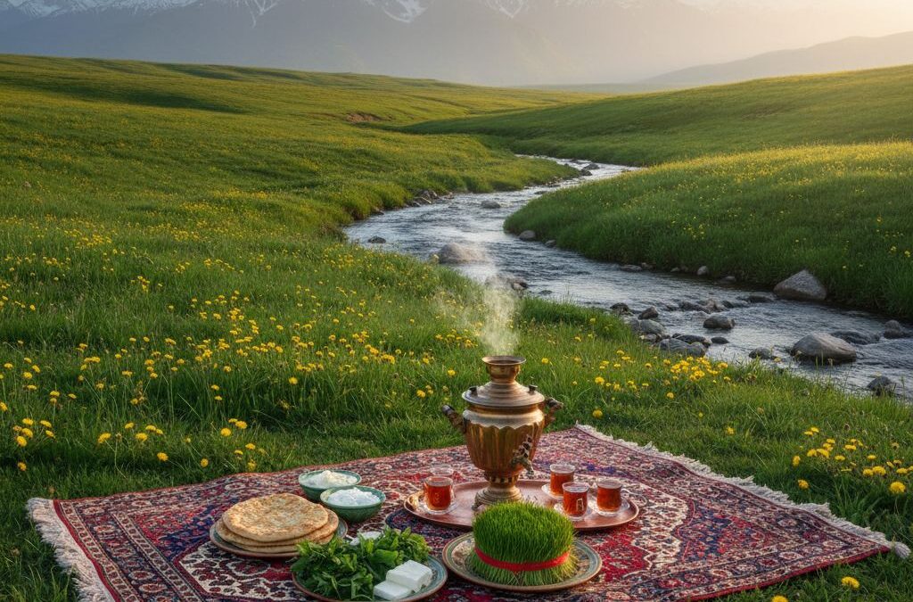 عکس سیزده‌بدر خانوادگی — پیک‌نیک بهاری روی کیلیم