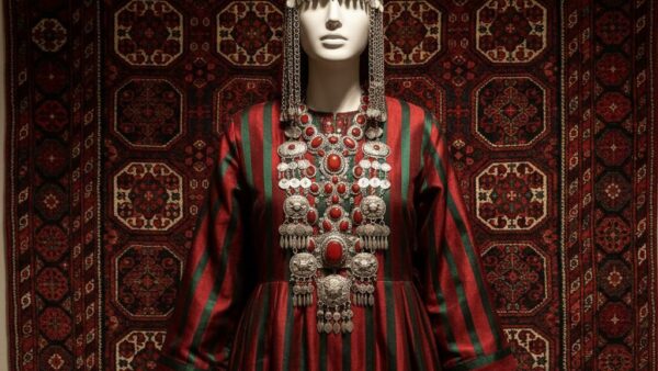 پرتره لباس ترکمن سنتی — جواهرات نقره و عقیق